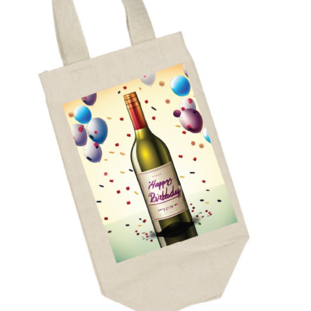 Happy Birthday bottle - Reusable Cloth  Wine Bags